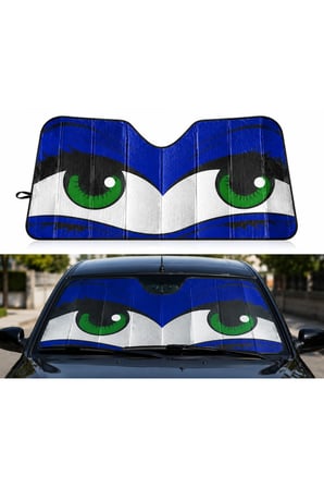 Mavi Göz Figürlü Oto Ön Cam Güneşlik Cars Figürü Baskılı Arabalar Ön Cam Güneşliği UV Korumalı Güneşlik Perde