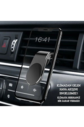 Mıknatıslı L Şeklinde Mandallı Araç İçi Oto Telefon Tutucu Klima Izgarasına Geçmeli A Kalite