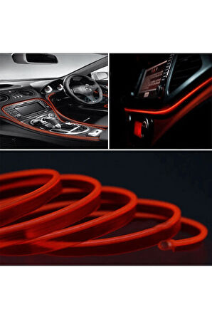 Araç İçi Neon Aydınlatma Led Göğüs Torpido Ledi Neon İp Led Kırmızı 2 Metre