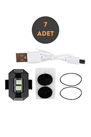 7 Adet Mini Uçak Kanat Led Kablosuz Aircraft Rgb Led Lamba Kablosuz Mini Çakar Usb Şarjlı