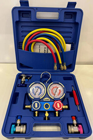  2 Valfli Manifold Gösterge Kiti 1.5m Hortumlu Çantalı R134 A R22 R404 A R410 A Gaz