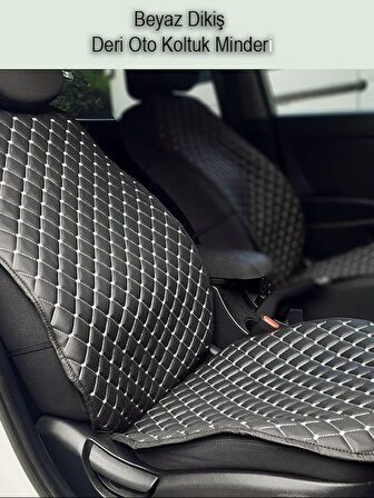 Skoda Roomster 2007 ve Sonrası 2li Koltuk  Minderi Terletmez Deri Siyah Beyaz