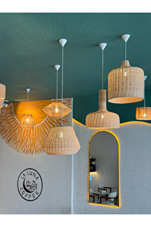 3’lü Olympia Rattan Avize Set