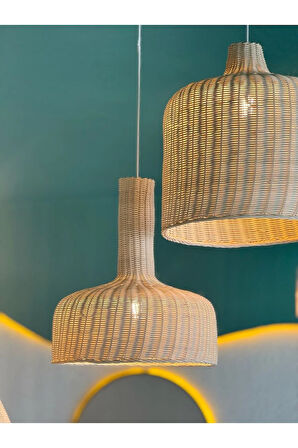 3’lü Olympia Büyük Rattan Avize Set