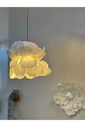 Modern Eva Anemon Beyaz Tasarım Sarkıt Avize 30 cm