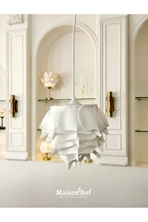 Modern Eva Gül Beyaz Tasarım Sarkıt Avize 25 cm