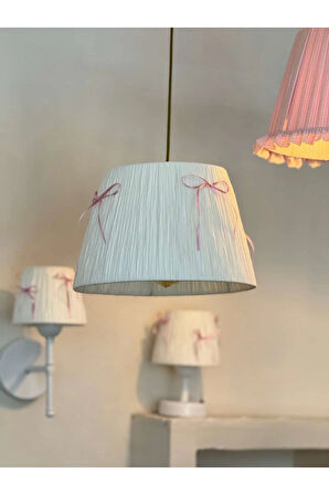 Pembe Fiyonk Beyaz Rafya Modern Avize