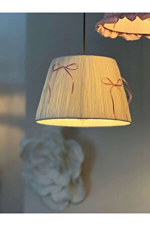 Pembe Fiyonk Beyaz Rafya Modern Avize