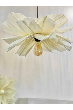 İtalyan Krapon Kağıt Krem Flora El Yapımı Sarkıt Avize