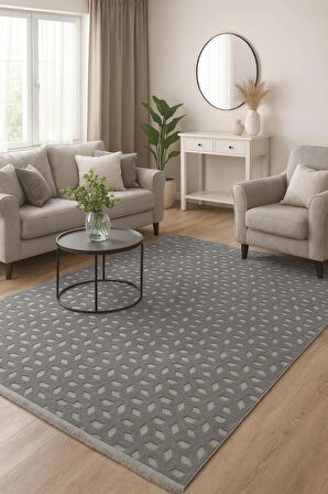 Geometrik Oyma Kabartma Desenli Pamuk Dokuma Tabanlı Lüks Makina Halısı