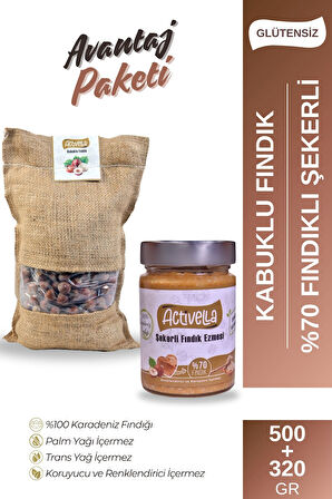 Activella Şekerli Fındık Ezmesi 320gr %70 Fındıklı + Kabuklu Fındık 500gr