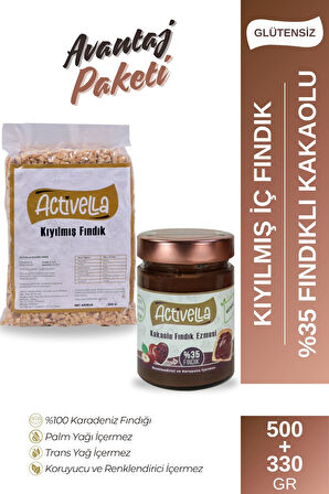 Activella Kakaolu Fındık Ezmesi 330gr %35 Fındıklı + Kıyılmış İç Fındık 500gr