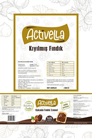 Activella Kakaolu Fındık Ezmesi 330gr %35 Fındıklı + Kıyılmış İç Fındık 500gr