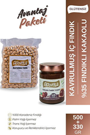 Activella Kakaolu Fındık Ezmesi 330gr %35 Fındıklı + Kavrulmuş İç Fındık 500gr