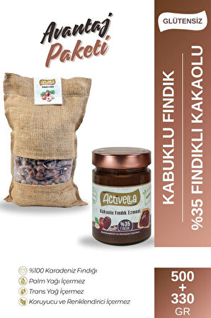 Activella Kakaolu Fındık Ezmesi 330gr %35 Fındıklı + Kabuklu Fındık 500gr