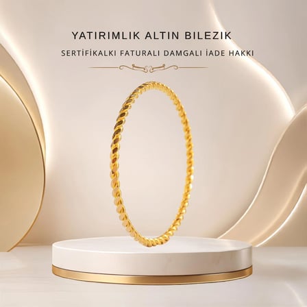 7 G gr 2’li Burma Yatırımlık Altın Bilezik – Sertifikali - Faturalı – 22 Ayar Damgalı – İade Hakkı