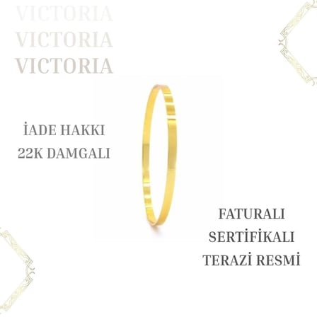 Victoria 1,5 gr Yatırımlık Altın 3 mm Kibrit Çöpü Çocuk Bilezik Sertifikali– 22 Ayar Damgalı– Faturalı– Iade Hakkı