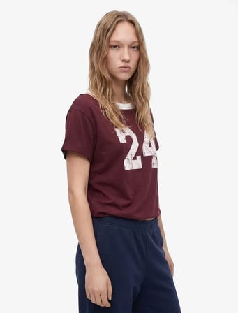 Omzu Açık Kısa Kollu Tişört 7WAL10295IK - KOTON - BORDO - L