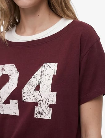 Omzu Açık Kısa Kollu Tişört 7WAL10295IK - KOTON - BORDO - L