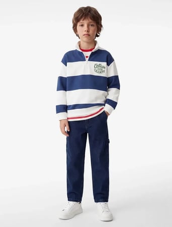 Erkek Çocuk Giyim Sweatshirt 7WKB10051TK - KOTON - EKRU ÇİZGİLİ - 7-8