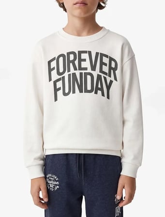 Bisiklet Yaka Baskılı Oversize Sweatshirt 7WKB10166TK - KOTON - EKRU - 11-12
