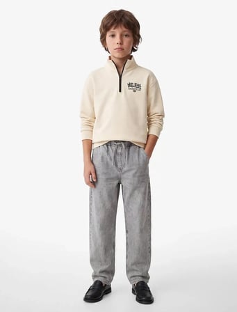 Uzun Kollu Dik Yaka Sweatshirt 7WKB10295TK - KOTON - BEJ - 11-12