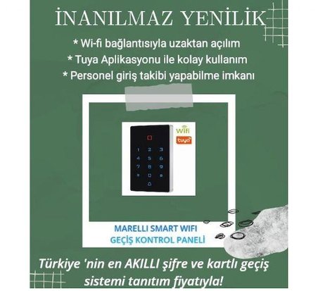 Marelli MRL12-WIFI SMART SU GEÇİRMEZ wifi bağlantılı cep telefonuyla açılabilen kart ve şifreli geçiş giriş sistemi ünitesi