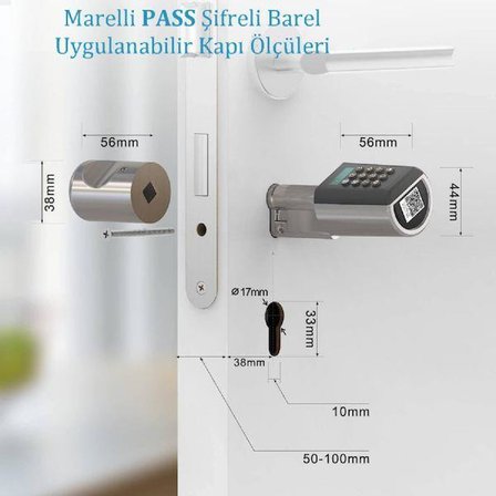 Marelli PASS BNB air bnb fonksiyonlu şifreli çelik kapı kilidi kapı göbeği