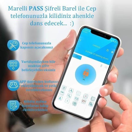 Marelli PASS BNB air bnb fonksiyonlu şifreli çelik kapı kilidi kapı göbeği