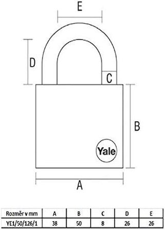 Yale Essential Serisi 50 Mm Prinç Sarı Asma Kilit