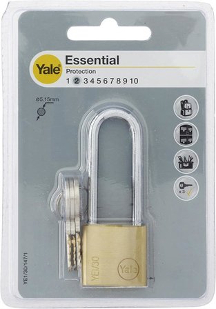 Yale essential 50 mm PRİNÇ uzun halka asma kilit buzdolabı kilidi