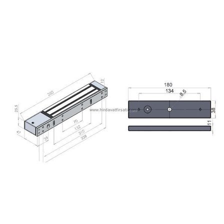 Marelli 280 kg NO/NC/COM çıkışlı elektromanyetik elektro manyetik kilit ve aparatları