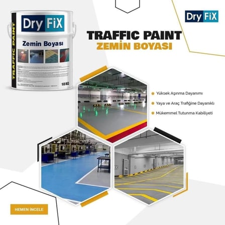 DryFix Traffic Paint Fayans,Seramik,Mermer,Beton ve Asfalt Zemin Boyası 18 Kg Ral 5015 Mavi