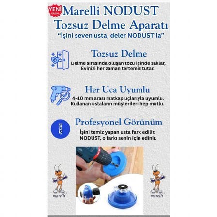 Marelli NODUST tozsuz delme aparatı matkap için toz tutucu aparat