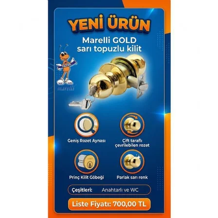 Marelli GOLD sarı topuzlu otel tipi / amerikan kilit WC