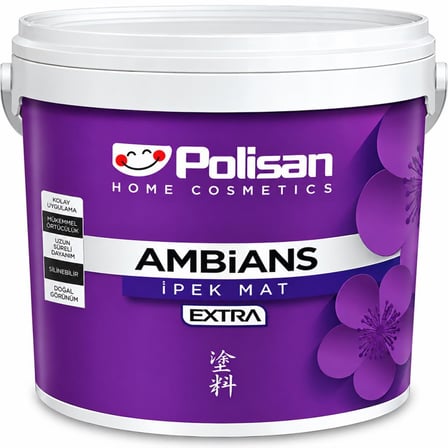 polisan ambians extra silikonlu i̇pek mat i̇ç cephe boyası 2.5 lt beyaz