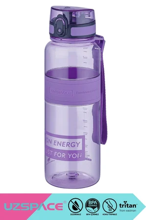 Uzspace 1000ml Silikon Gövdeli El Askılı Tritan Su Matarası Mor