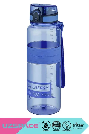 Uzspace 1000ml Silikon Gövdeli El Askılı Tritan Su Matarası Lacivert