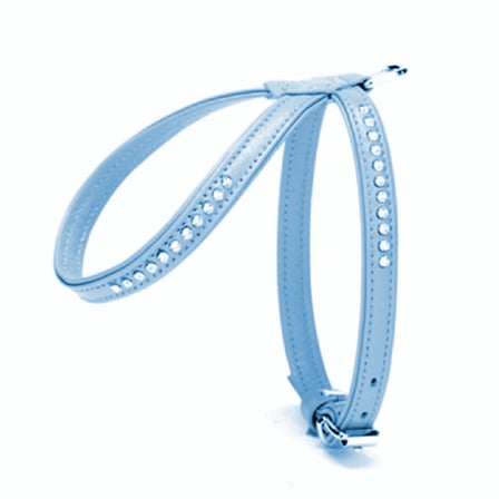 doggie flotter swarovski taşlı deri köpek göğüs tasması 1,2 x 21-30 cm mavi