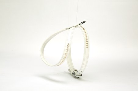 doggie flotter swarovski taşlı deri köpek göğüs tasması 1,2 x 25-35 cm beyaz