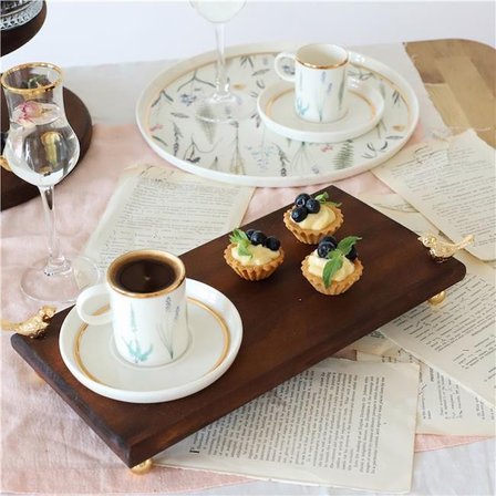 Akayev Ahşap 30x14 Cm Altın Ayaklı Kuş Sunum Tabağı