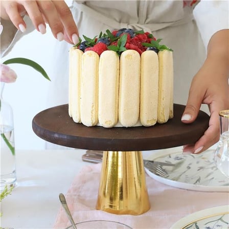 Akayev Ahşap 28 Cm Altın Konik Ayaklı Sunumluk
