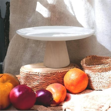 akayev ahşap konik ayaklı beyaz 27 cm sunumluk