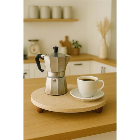 akayev traverten 25 cm ahşap boncuk ayaklı sunumluk
