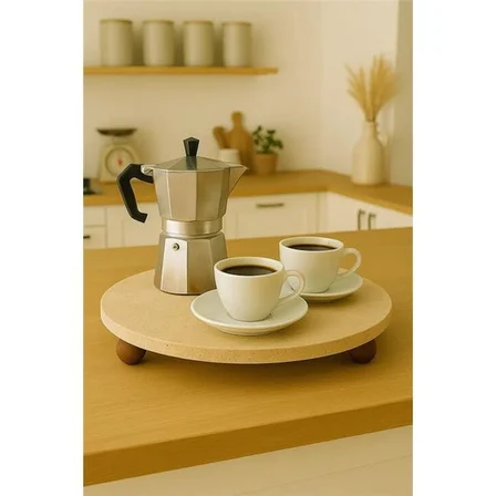 akayev traverten 30 cm ahşap boncuk ayaklı sunumluk