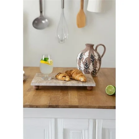 akayev traverten 30x15 cm ahşap boncuk ayaklı sunumluk