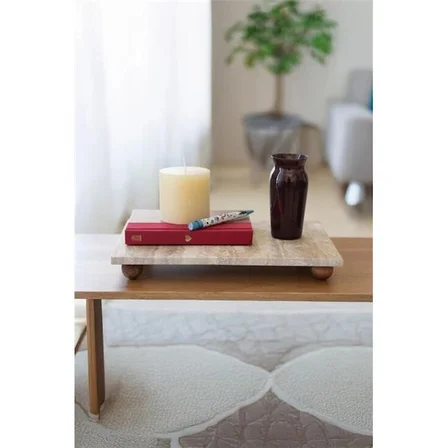 akayev traverten 30x15 cm ahşap boncuk ayaklı sunumluk