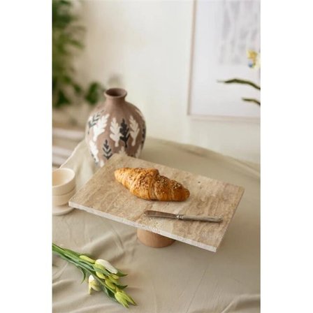 akayev traverten 30x15 cm konik ahşap ayaklı sunumluk