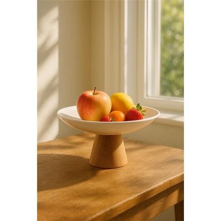 Akayev Porselen Ahşap Ayaklı 25 Cm Sunumluk Meyvelik