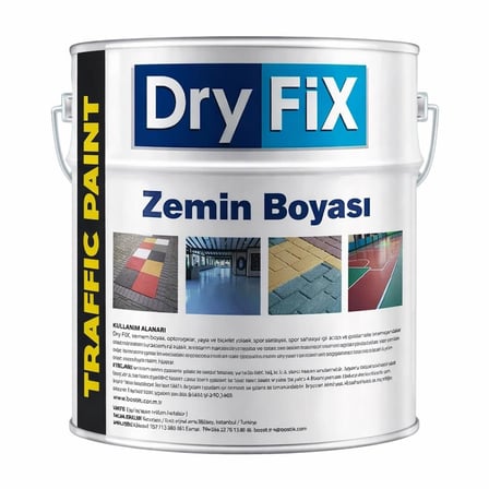 DryFix Traffic Paint Fayans,Seramik,Mermer,Beton ve Asfalt Zemin Boyası 5 Kg Ral 9005 Siyah